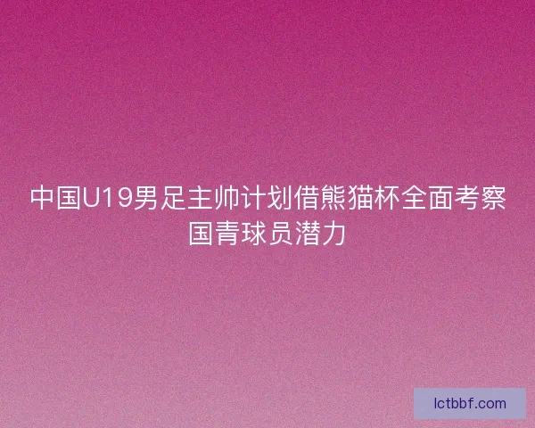 中国U19男足主帅计划借熊猫杯全面考察国青球员潜力